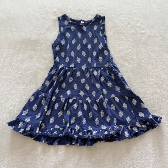 Crewcuts Other - Crewcuts by J.Crew Girls Blue Leaf Print Tiered Dress Size 4 Fair Trade